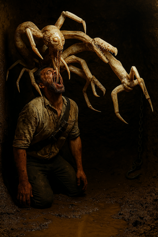 Young Carcinid erupting from human host