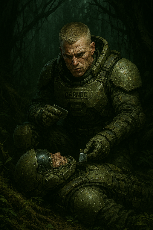 Carnoc finds a body wearing military fatigues