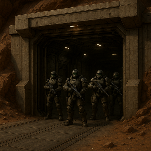 Marines guard the Terraforming Base vehicle door