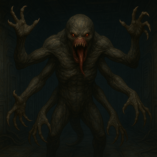 A creature leaps out of the darkness