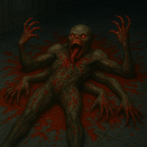 Dead creature on the floor of the processing plant