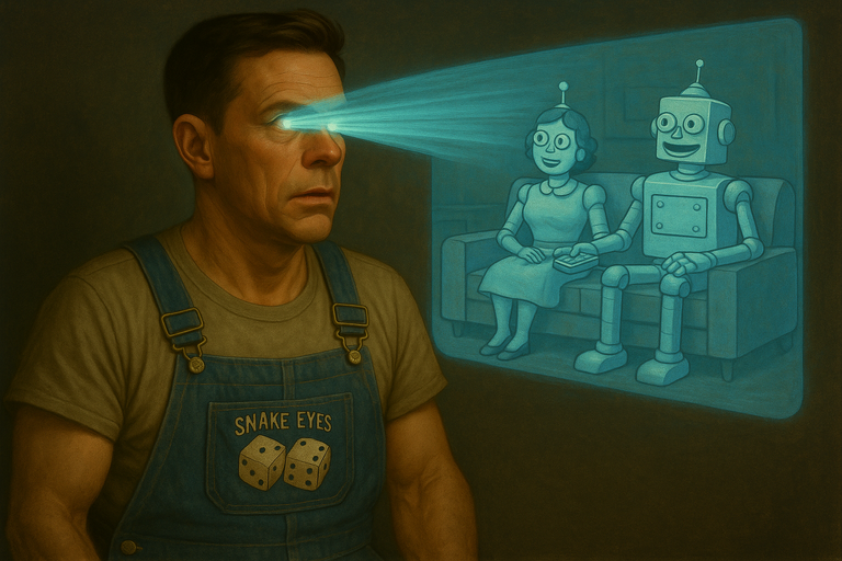 Murderbot watches a show to pass the time